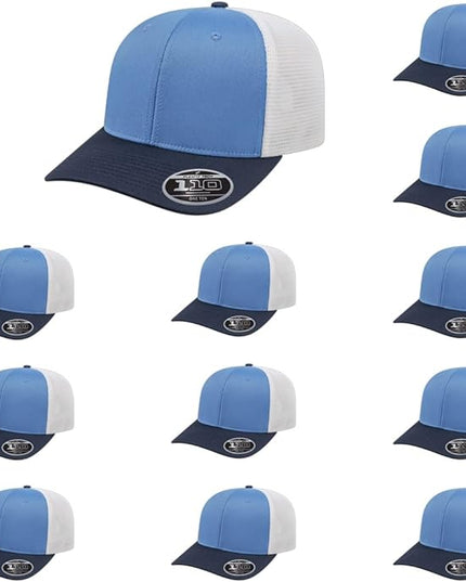Cap America i8502 Flexfit 110 Premium Mid Profile 6-Panel Mesh Back Trucker Cap Hat w/UV Guard & Adjustable Snapback