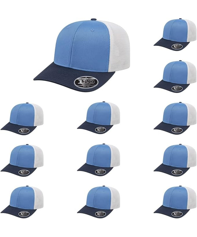 Cap America i8502 Flexfit 110 Premium Mid Profile 6-Panel Mesh Back Trucker Cap Hat w/UV Guard & Adjustable Snapback