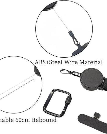 Anti-Theft Cell Retractable Phone Lanyard, Outdoor Phone Strap with Retractable Steel Line for Phone Case ID Holder Keys Phone Accessories Travel Essential