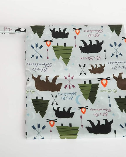 Wet Dry Bag Baby Cloth Diaper Nappy Insert Bag Reusable With Two Zippered Pockets (Be Brave)
