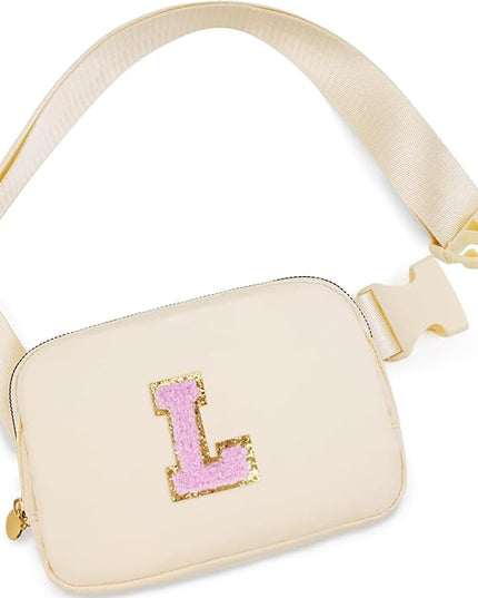 Uygafly Belt Bag Fanny Pack Crossbody Bags with Initials Letter Patch Cute Stuff Birthday Gifts for Teenager Girls Trendy Stuff for Teens | Khaki,L