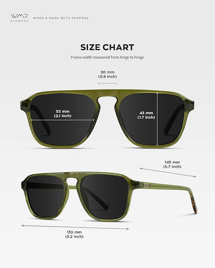 WearMe Pro Polarized Modern Aviator One-Bridge Square Mens Sunglasses