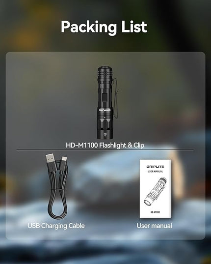 Small EDC Flashlight, 1100 High Lumens Rechargeable Pocket Light, Multi-Mode LED Flashlight with Clip for Everyday Carry and Emergencies