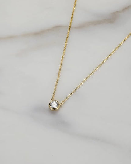 Tewiky Dainty 14k Gold Plated/Silver Cubic Zirconia Necklaces for Women, Simple CZ Jewelry Necklaces Trendy Gifts