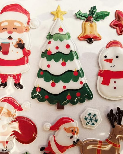 3D Christmas Puffy Stickers 4 Sheets 300+ Waterproof Santa Snowman Tree Themed Stickers for Xmas Crafts, Scrapbooking, Gifts, Party Decor for age13+