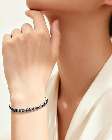 SUNFEEL Birthstone Bracelet Jewelry for Women Sterling Silver with Gold Plated Tennis Bracelet Classic Bolo Adjustable Chain Anniversary Birthday Gifts for Women Mom Wife Her