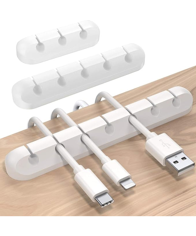 SOULWIT Cable Holder Clips, 3-Pack Cable Management Cord Organizer Clips Silicone Self Adhesive for Desktop USB Charging Cable Nightstand Power Cord Mouse Cable Wire PC Office Home
