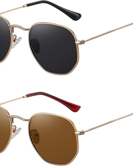 MEETSUN Polarized Hexagon Sunglasses for Women Men Polygon Square Sun Glasses UV400 Protection Metal Frame