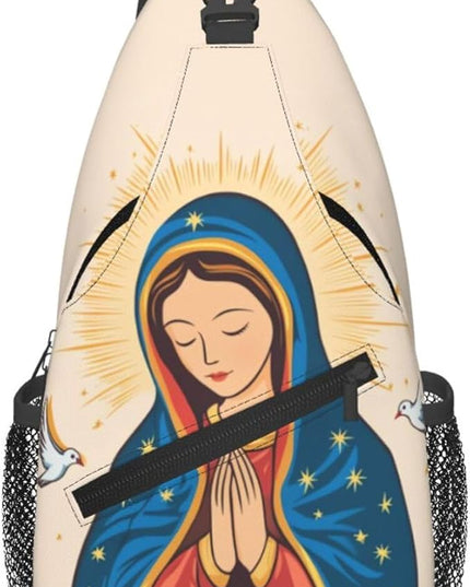 Our Lady of Guadalupe Sling Bag Crossbody Bags Clovers Chest Bag for Travel Hiking for Men Women Virgin Marys 2