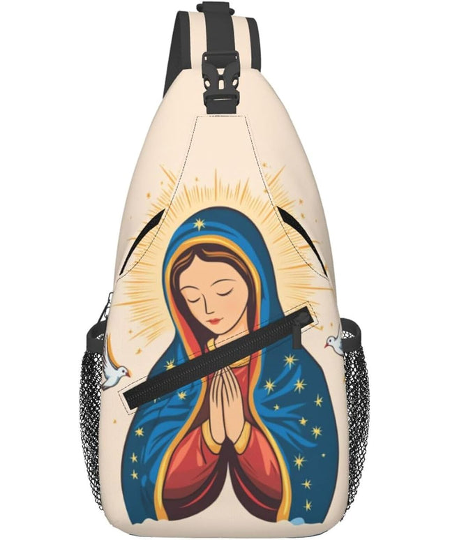 Our Lady of Guadalupe Sling Bag Crossbody Bags Clovers Chest Bag for Travel Hiking for Men Women Virgin Marys 2