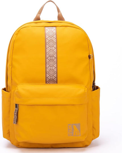 INUK Geometric Stripe Laptop Backpack, 13 Inch Water Resistant Backpack for College & Work, Recycled Travel Daypack Made from 24 Plastic Bottles, with Hidden Pocket & Luggage Strap, Honeycomb