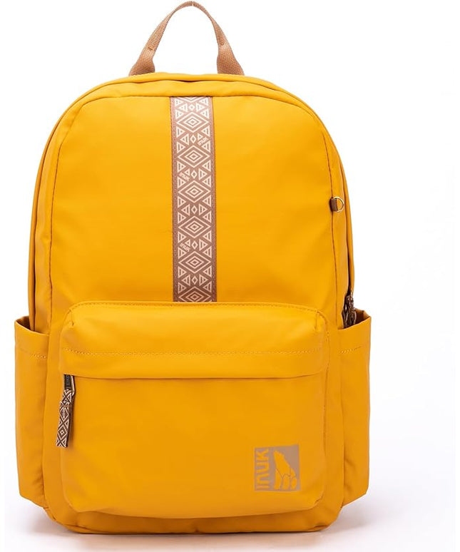 INUK Geometric Stripe Laptop Backpack, 13 Inch Water Resistant Backpack for College & Work, Recycled Travel Daypack Made from 24 Plastic Bottles, with Hidden Pocket & Luggage Strap, Honeycomb