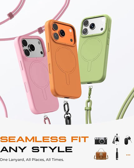 [2025 Upgrade] Phone Lanyard Crossbody with 2 TPU Phone Tabs, Adjustable Anti Theft Phone Strap Crossbody, Zinc Alloy Metal Buckles, Universal Cell Phone Neck lanyard for Daily & Travel Essentials