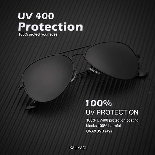 KALIYADI Classic Aviator Sunglasses for Men Women Driving Sun glasses Polarized Lens UV Blocking