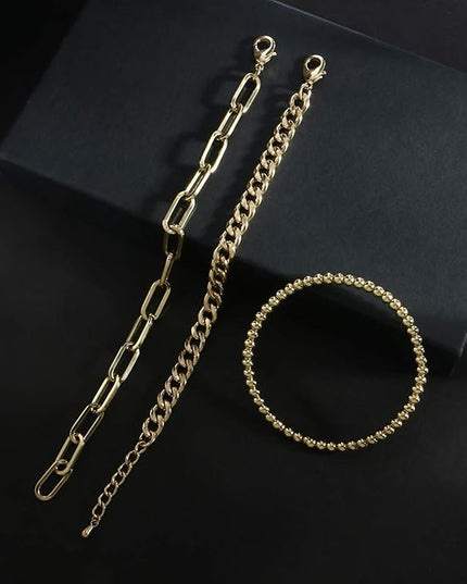 Waterproof Gold Chain Bracelet For Women Non Tarnish,14K Gold Plated Link Dainty Bracelets Stake Layered Bracelet Set Hypoallergen Gold Jewelry