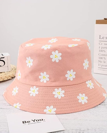 XYIYI Cute Bucket Hat Beach Fisherman Hats for Women, Reversible Double-Side-Wear