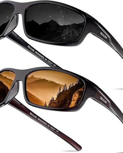 BEALER Polarized Sports Sunglasses for Men Lightweight TR90 Frame Sun Glasses Driving Cycling Fishing UV Protection Shades