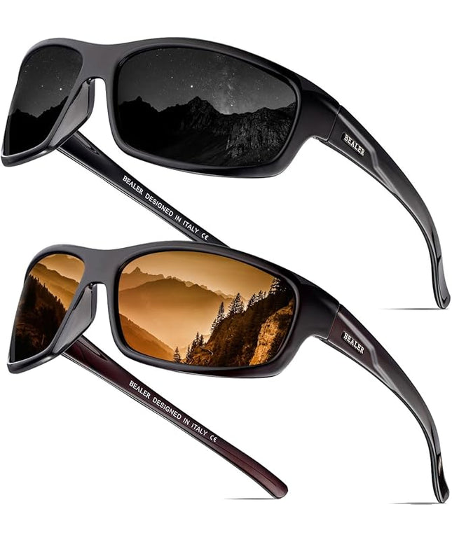 BEALER Polarized Sports Sunglasses for Men Lightweight TR90 Frame Sun Glasses Driving Cycling Fishing UV Protection Shades