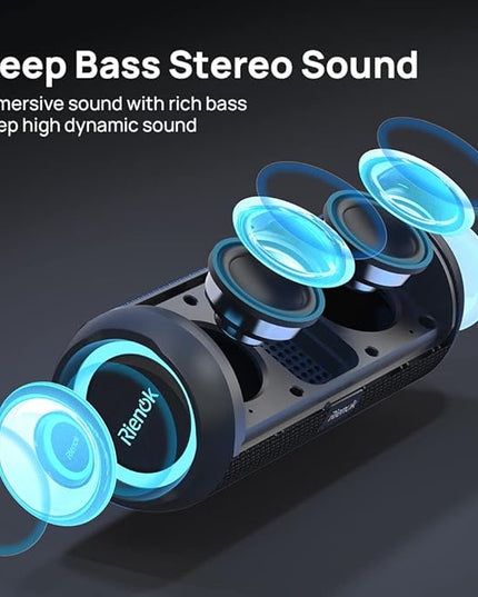 RIENOK Portable Bluetooth Speaker 30W Dual Pairing True Wireless Stereo HD Sound IPX7 Waterproof Outdoor Sport Shower Wireless Speaker Bluetooth 5.3 for Home Party