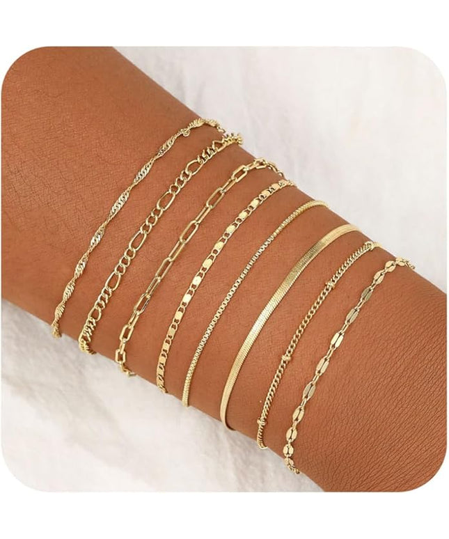 BERISO Gold Bracelets for Women, Elegant Adjustable 14K Gold Plated Bracelet for Women, Trendy Minimalist Dainty Gold Bracelet for Everyday Wear