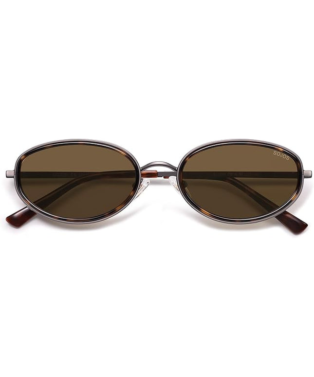 SOJOS Trendy Oval Polarized Sunglasses for Women Men, 80s 90s Chic Retro Vintage Sunnies SJ1248