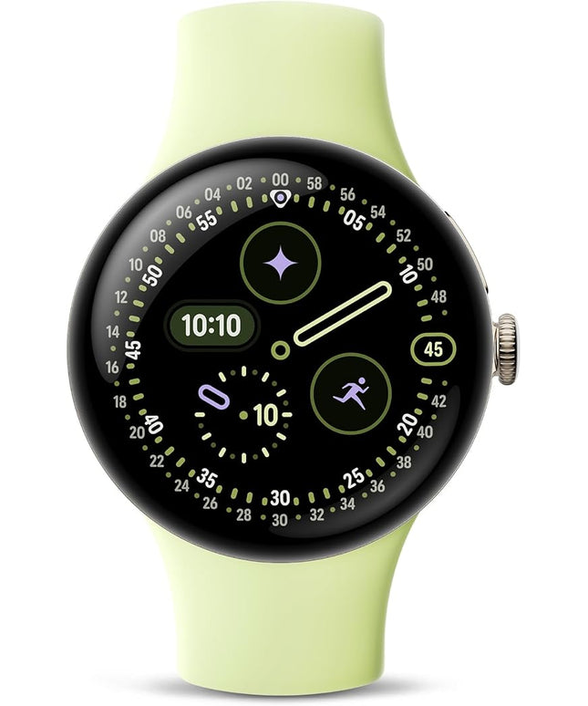 Google Pixel Watch 4 (41mm) - Android Smartwatch with Heart Rate and Sleep Tracking - 30-Hour Battery - Fitness Tracking - Google AI - Champagne Gold Aluminum Case - Lemongrass Active Band - LTE