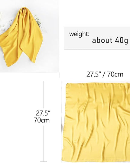 CHUNG Women's Square Satin Scarf 27.5" Bandanas Solid 50s Retro Neck Scarves Emulation Silk Handbag Hair Ribbons Necktie