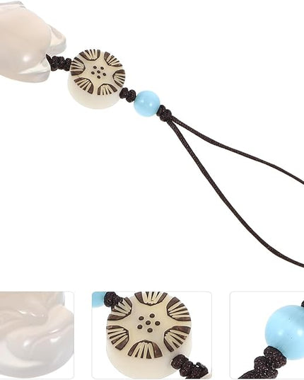 Cabilock White Fox Phone Pendant Keychain for Women, Small Chalcedony Bag and Key Holder Charm, Cute Cartoon Mobile Phone Chain Accessory for Purse Decoration