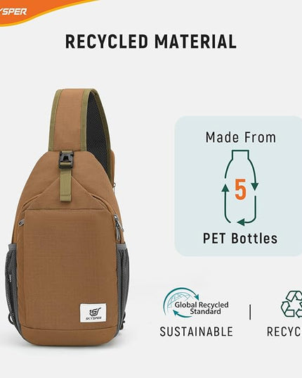 SKYSPER Sling Bag RFID Cross Body Bag Recycled Crossbody Backpack Travel Daypack