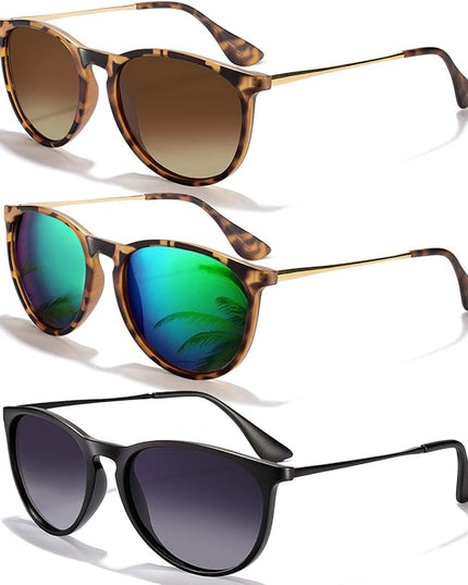 CHBP Sunglasses Womens Men Polarized UV Protection Trendy Vintage Retro Round Mirrored Lens Sunglasses For Women