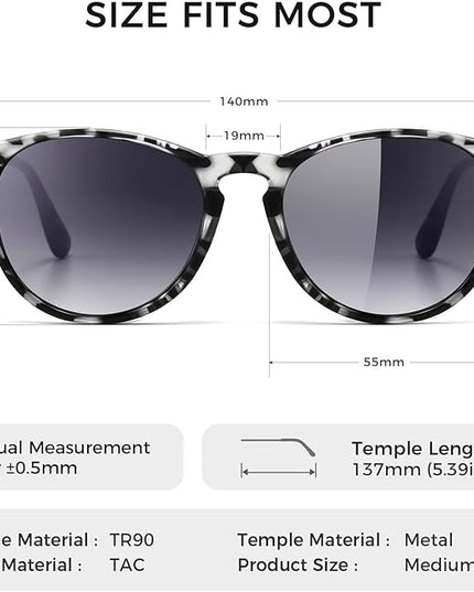 SUNGAIT Premium Vintage Round Sunglasses for Women Men Classic Retro Trendy Style