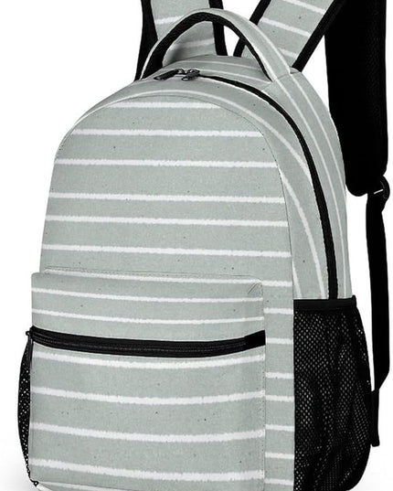 Fashion Morandi Green Stripes Backpack Lightweight Large Capacity Laptop Daybag for Travel Work