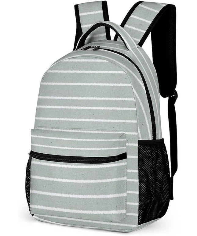 Fashion Morandi Green Stripes Backpack Lightweight Large Capacity Laptop Daybag for Travel Work