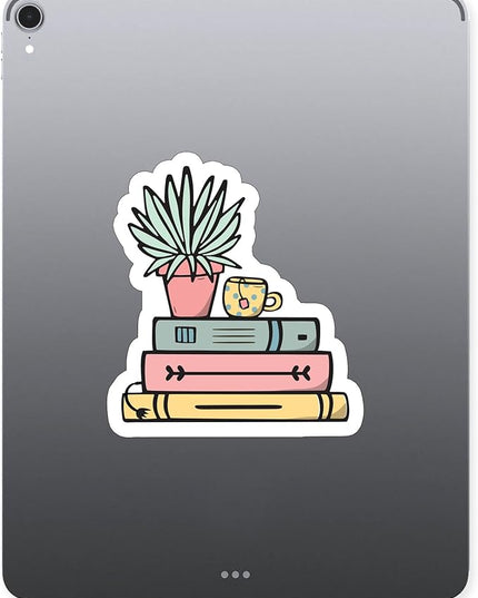 (3PCS) Succulents Books Coffee Reading Sticker for Phone Tablet Laptop Car Truck Window | 3" Sticker