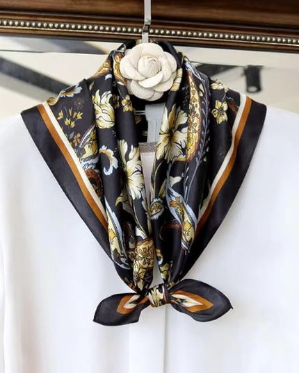 ANDANTINO 100% Mulberry Silk Scarf -21” Lightweight Square Neckerchief – Breathable Digital Printed Scarves with Gift Packed
