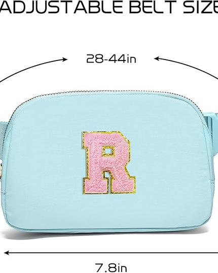 Gitus Gifts for 7 8 9 10 11 Year Old Girls Belt Bag Fanny Pack Crossbody Bags with Initial Letter Patch Birthday Gifts for Daughter Sister Friends Teen girls (Icing Blue-R)
