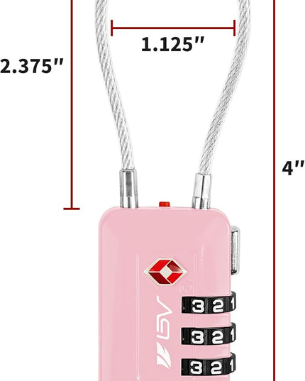 TSA Accepted Luggage Travel Lock, Set-Your-Own Combination Lock for School Gym Locker, Luggage Suitcase Baggage Locks, Filing Cabinets, Toolbox, Case (Pink, 1 Pack)