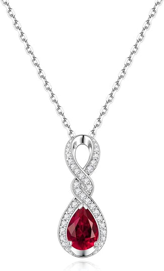 FANCIME Infinity Embrace Birthstone Necklaces for Women Fine Jewelry Sterling Silver Dainty Infinity Pendant Anniversary Birthday Christmas Gifts for Her Wife Mom Daughter