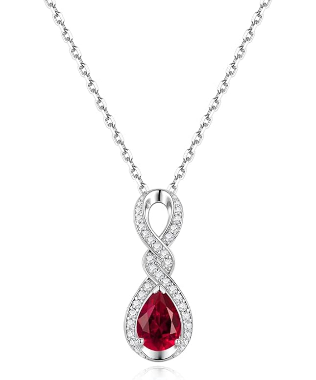 FANCIME Infinity Embrace Birthstone Necklaces for Women Fine Jewelry Sterling Silver Dainty Infinity Pendant Anniversary Birthday Christmas Gifts for Her Wife Mom Daughter