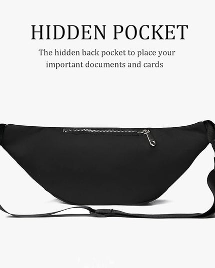DAITET Crossbody Fanny Pack for Men&Women,Large Waist Bag & Hip Bum Bag with Adjustable Strap for Outdoors Workout Traveling Casual Running Hiking Cycling