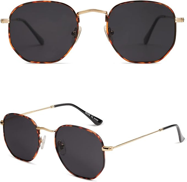 SOJOS Square Polarized Sunglasses for Women Men Small Hexagonal Polygon Shades SJ1072