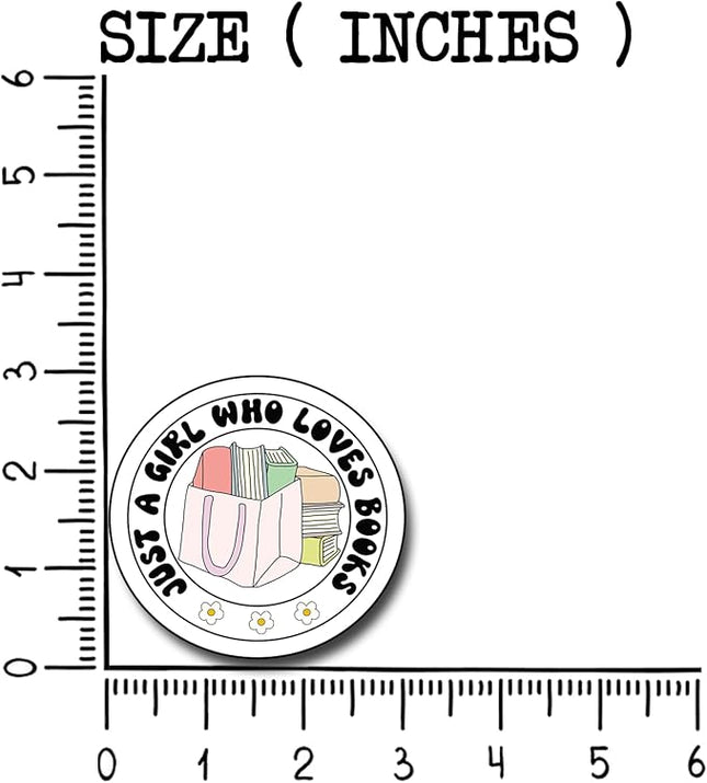 (3Pcs) Just a Girl Who Loves Books Sticker, Decorate Books Laptop Phone, Water Bottles Kindles Stickers, Tumbler Sticker Waterproof Vinyl Decorate Sticker 3" Inch