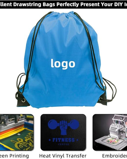 GoodtoU Drawstring Backpacks, Drawstring Bags Bulk Nylon Backpack Cinch Sack for Sport, Traveling, Team (20Pcs, Sky Blue)