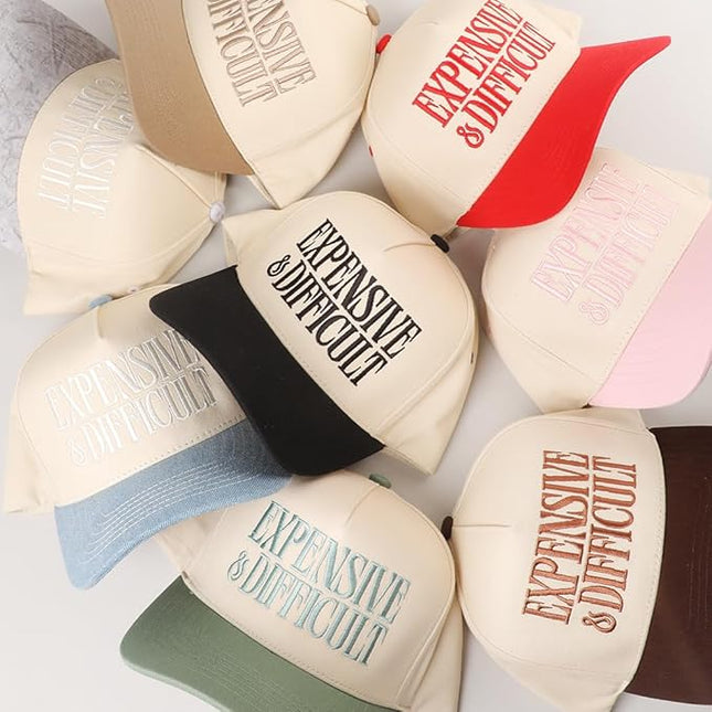 MIRMARU Two-Tone Vintage Canvas Trucker Hats for Men & Women, Adjustable Size Baseball Caps with Trendy Embroidered Design