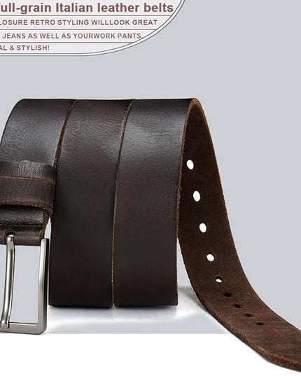 DOOPAI Men's Genuine Leather Casual Belt -Full Grain Leather Belt for Men- 1.5" Handmade Jeans Belt with Gift Box