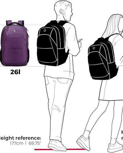 Swissdigital Design Business Laptop Backpack, College Laptops Backpack with USB Charging Port for Men and Women Fits 16 Inch Notebook, Purple | SD1670-51