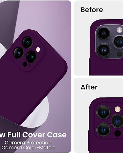 FireNova Designed for iPhone 14 Pro Max Case, Silicone Upgraded [Camera Protection] Case with [2 Screen Protectors], Soft Anti-Scratch Microfiber Lining Inside, 6.7 inch, Wine Red