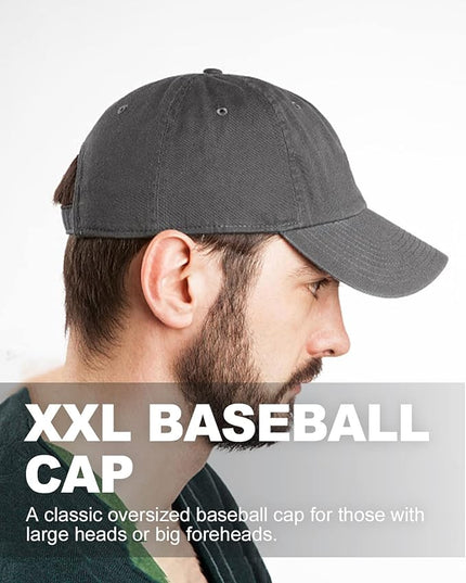 Zylioo XL XXL Oversize Baseball Cap, 100% Cotton Adjustable Dad Hat for Big Heads 23.5"-25.5", Soft Crown Large Size Cap