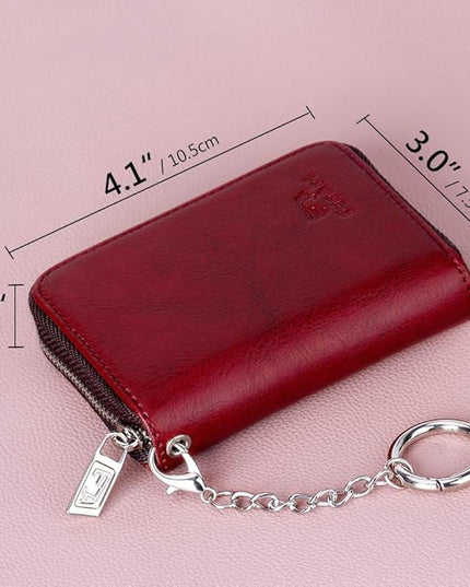 FurArt Zipper Wallet Women, RFID Blocking Credit Card Wallet, Business Card Holder, Compact Size KeyChain Wallet