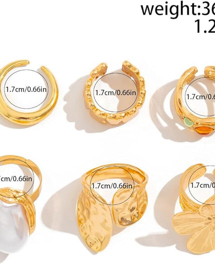Chunky Rings for Women Adjustable Thick Rings Set Trendy Statement Stackable Ring for Women Chunky Jewlery Irregular Dome Flower Finger Knkuckle Thumb Ring